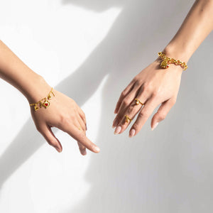 Jeweled Heart Bracelet - Gold